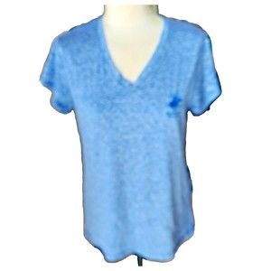 Beverly Hills Polo Club T-shirt Women's Blue Space Dye V-neck Short Sleeve sz L